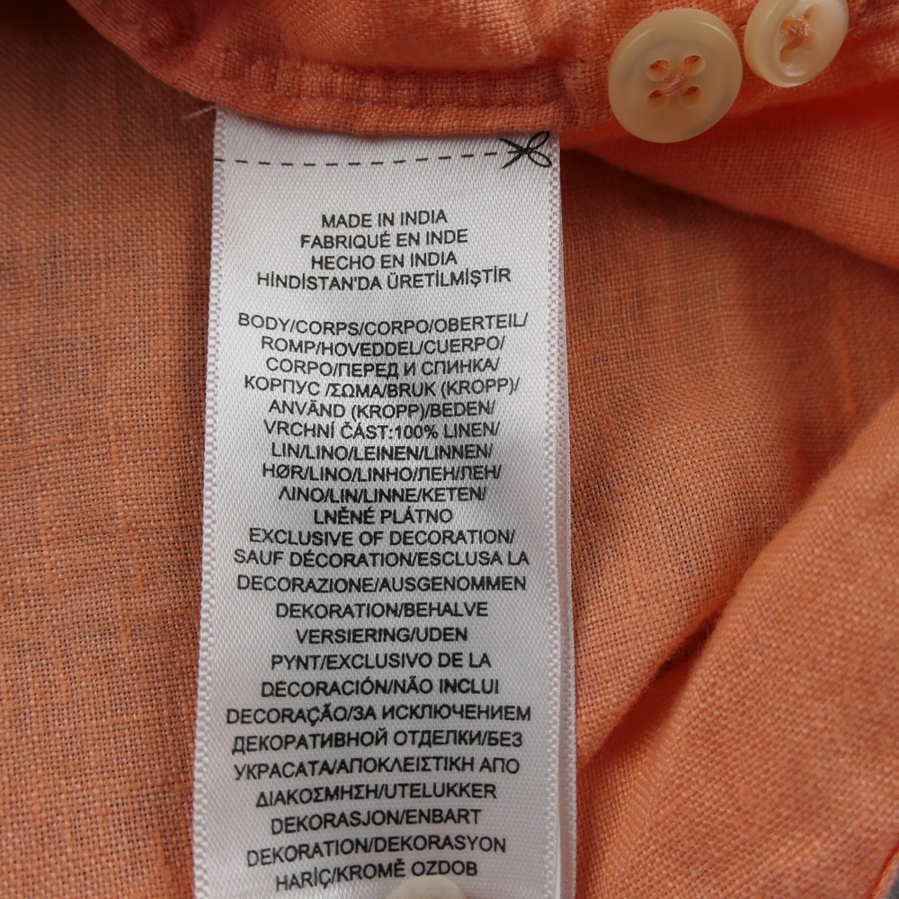 Ralph Lauren Shirt Mens Large Orange Lighthouse Print Linen Short Sleeve Classic - Picture 7 of 12
